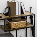 Pikkukuva 7 / 10: Rootz Industrial -konsolipöytä - sisääntulopöytä - maalaismainen ruskea musta aulapöytä - teräslastulevy - 99,6 cm x 33,6 cm x 74 cm