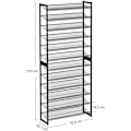 Pikkukuva 3 / 8: Rootz-kenkäteline - 12 tasoa - 48-60 paria kenkiä - metalli - Säädettävät hyllyt - Musta - 92,5 x 30,7 x 223 cm