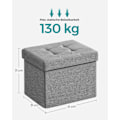 Miniatyrbillede 6 af 7: Rootz-sædebrystopbevaring Ottoman - Fodstøtte - Opbevaringsbænk - Holdbar imiteret linned - 31 cm x 41 cm x 31 cm