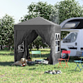 Miniatyrbild 2 av 4: Rootz Folding Gazebo - Öltält - 4 avtagbara sidoväggar - 2 fönster - Metallram - Svart - 2 x 2m