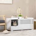 Miniatyrbillede 2 af 7: Rootz kattebakke - Kattebakke - Katteskab med 2 hylder - 2-i-1 design magnetisk låge - MDF - Hvid - 90L x 48W x 43,5H cm