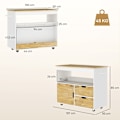 Pikkukuva 3 / 11: Rootz -rullattava keittiövaunu - Mobile Kitchen Island - Keittiön kärry - runsaasti säilytystilaa ja helppoa liikkuvuutta - 107cm x 50 cm x 85cm