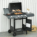 Miniatyrbillede 2 af 7: Rootz Gasgrill - Bbq Trolley med 3 brændere - 1 sidebrænder - Trykreducer - Slangerskab - Multifunktion - Stål - Sort - 110 x 50 x 100 cm