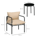 Miniatyrbillede 3 af 7: Rootz Havemøbelsæt - Udendørs siddegruppe - 3 dele - Ryghynder - 2 Stole - Bord - Glasplade - Sædehynder - Metalstel - Hærdet glas - Polyester - Beige