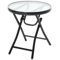 Miniatyrbillede 1 af 10: Rootz Havebord - Sidebord - Bistrobord med glas - Sammenklappeligt - Metal - Sort - Ø45 x 50H cm