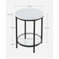 Miniatyrbillede 7 af 9: Rootz Marble Look Sidebord - Endebord - Accentbord - Stålramme - Spånplade - Hærdet glas - 45 cm x 55 cm - Letvægts - Robust - Nem montering