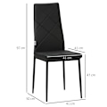 Miniatyrbild 3 av 10: Rootz Set med 4 matsalsstolar - Köksstolar - Modern design - Optimalt stöd - Maximal komfort - Hållbar och robust - 41cm x 50cm x 97cm - Svart