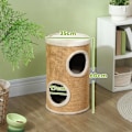 Miniatyrbillede 3 af 6: Rootz Cat Tower Barrel - Multi-Level Cat Activity Center - Ridsestolper - Plys polstrede hjørner - Sisal Udvendig - Brun & Beige - 35 cm x 60 cm
