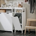 Miniatyrbillede 3 af 9: Rootz Vasketøjshylde - Opbevaringsstativ til linned - Opbevaringsorganer til badeværelset - MDF-konstruktion - 30 cm x 90 cm x 30 cm
