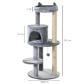 Miniatyrbillede 3 af 10: Rootz Cat Tree - Cat Activity Tree - Ridsestolper - Cat Cave - Cat House - Grå - 48x48x104 cm