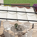 Miniatyrbild 7 av 7: Rootz Garden Gazebo - Infällbart tak - Väggmonterad - Metallram - Stål - Polyester - Krämvit - 297L x 297W x 200/230H cm