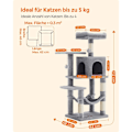 Miniatyrbild 6 av 9: Rootz Cat-skrapstolpe - Kitty-möbler - Kattträd - Spånskiva och plysch - 45 cm x 35 cm x 112 cm - Stöder 40 kg - Idealisk för upp till 4 katter