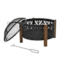 Miniatyrbillede 1 af 11: Rootz 2-i-1 Ildsted - Ildsted med gnistbeskyttelse - Ildsted med grillmad - Grillrist - Have - BBQ - Sort/Brun - Ф78 x 60H cm