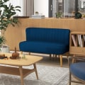 Pikkukuva 2 / 5: Rootz Sohva - Retro Design - 2 istuttava sohva - Puiset jalat - samettinen polyesteri - Sininen - 117cm x 56,5cm x 77cm