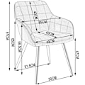 Miniatyrbillede 3 af 9: Rootz sæt med 4 spisestuestole - Køkkenstole - Moderne siddepladser - Ergonomisk design - Åndbart linned - Gulvbeskyttelse - 49cm x 43cm x 81cm