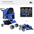 Miniatyrbild 6 av 7: Rootz Dog Stroller - Pet Stroller - Dog Buggy - Dog Stroller For Travel - Foldable Pet Stroller - Dog Travel Buggy - Compact Pet Carriage - Blue - 75L