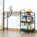 Miniatyrbillede 2 af 6: Rootz Køkkenvogn - Tevogn - Serveringsvogn - Foldebord - Brun/Sort - 118 cm x 36,5 cm x 82 cm