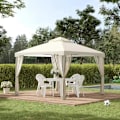 Miniatyrbild 6 av 7: Rootz Gazebo - Trädgårdspaviljong - Paviljongtält - Festtält - Med 4 X sidovägg - Väderbeständig - Metall/Polyester - Krämvit - 2,94 x 2,94 x 2,65 m