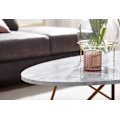 Miniatyrbild 4 av 7: Rootz soffbord 120x40x60 cm med marmorlook vit - Vardagsbord med metallstomme - Soffbord ovalt bord vardagsrum - Loungebord