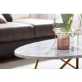 Miniatyrbillede 4 af 7: Rootz sofabord 120x40x60 cm med hvid marmorlook - Stuebord med metalstel - Sofabord ovalt bord stue - Loungebord