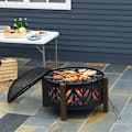 Miniatyrbillede 2 af 11: Rootz 2-i-1 Ildsted - Ildsted med gnistbeskyttelse - Ildsted med grillmad - Grillrist - Have - BBQ - Sort/Brun - Ф78 x 60H cm