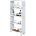 Miniatyrbillede 1 af 7: Rootz Sidevogn med hjul - Køkkenvogn - Mobil opbevaring - 360° hjul og låsning - 45W x 15D x 91H cm