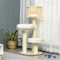 Miniatyrbillede 7 af 8: Rootz Kradsestolpe - Kattetræ - Klatretræ - Med Kattehule - Sisalstolper - Med Legebolde - Natur/Fløde - 59,5 x 59,5 x 122 cm