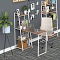 Miniatyrbillede 2 af 11: Rootz Desk - Foldable Desk - Bookcase - 4 Levels - Computer Desk - Processed Wood - Metal - White - Oak