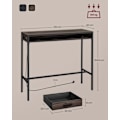 Miniatyrbillede 6 af 7: Rootz Barbord med Skuffe - Pubbord - Opbevaringsbord - Spånplade og stål - 40 cm x 120 cm x 104,6 cm - Askbrun