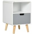Miniatyrbillede 1 af 7: Rootz Sengebord - Natbord - Skandinavisk Design - Stor Skuffe - Vandtæt maling - Hvid - 40 x 38 x 58 cm
