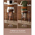 Miniatyrbild 2 av 8: Rootz Set med 2 karamellbruna barstolar - Hög pall - Kökspall - PU-läder - 54cm x 54cm x 91cm (D x B x H)