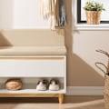 Miniatyrbillede 7 af 7: Rootz skoskab med bænk - Entryway Organizer - Opbevaringsenhed - MDF og fyrretræ konstruktion - Justerbar hylde - Formbeskyttelse - Komfortable siddep