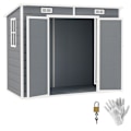 Miniatyrbillede 10 af 10: Rootz 2,4 x 1,3 m havehus - skur - opbevaringsenhed - vejr og UV -resistent - 238 cm x 125 cm x 165/183 cm - grå