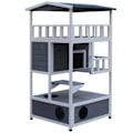 Miniatyrbillede 3 af 11: Rootz Cat House 4 Story - Grå, Hvid - Brænde, Asfalt - 30,7 cm x 29,92 cm x 55,12 cm