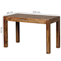 Miniatyrbillede 7 af 7: Rootz spisebord massivt træ sheesham 120 cm spisebord træbord design køkkenbord i landlig stil mørkebrun