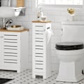 Miniatyrbillede 3 af 8: Rootz smalt toiletpapirskab - Badeværelsesopbevaring - Pladsbesparende - MDF-konstruktion - Skimmelmodstandsdygtig - Luftgennemtrængelige lameller - 2