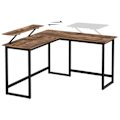Miniatyrbillede 6 af 8: Rootz L-formet skrivebord med skærmstativ til at studere, spille, arbejde - Justerbare ben - Metalramme - Rustik brun - (140 x 130 x 76/91,5 cm)