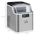 Pikkukuva 3 / 6: Rootz Ice Cube Machine - Jääpalojen annostelija - Jääpalakone - Jääpalakone 3,2 litran vesisäiliöllä - Hopea - 25,2L x 36W x 37,1K cm