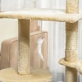 Miniatyrbillede 4 af 7: Rootz Scratching Post - Cat Tree - Cat Climbing Tree - Climbing Tree - Cat Scratching House - Cat Cave - 4 Toys - Beige + White - 50 x 35 x 134.2 cm