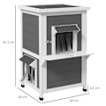 Miniatyrbillede 3 af 6: Rootz Cat House - To niveauer - Udendørs - Vejrbestandigt - Grantræ - Hvid + Grå - 60 cm x 60 cm x 81,5 cm