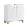Miniatyrbillede 1 af 7: Rootz Underskab til vask - Badeværelsesskab - Opbevaring under vask - Justerbar hylde - Tippsikring - MDF-konstruktion - 60 cm x 60 cm x 30 cm