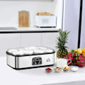 Miniatyrbillede 4 af 9: Rootz Yoghurt Maker - Yoghurtmaskine med lcd-skærm - 8 yoghurtdåser med glaslåg - rustfrit stål - glas - sølv - 36 x 18,8 x 14 cm