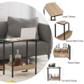 Miniatyrbillede 6 af 9: Rootz Sidebord - Kaffestativ - Dagligstue Accent - Opbevaringsskrivebord - Udstillingsplatform - Loungemøbler - Lys Eg + Sort - 50x55x25 cm