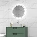 Miniatyrbillede 9 af 10: Rootz LED Badeværelsesspejl - Rundt - Touch Funktion - Hukommelsesfunktion - Ingen dug - Aluminiumsramme - Hvid+Sølv - 60 x 60 cm