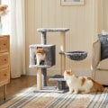 Miniatyrbillede 2 af 7: Rootz Kradsestolpe til katte - Kattekradsestolpe - med krammehule - Grå - 46 x 41 x 84 cm