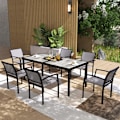Miniatyrbillede 8 af 11: Rootz 7 stykker spisesæt - Have spisestue - udendørs møbler - Stabelbar og let at rengøre - stålramme - Tabel 180x87x72cm, stole 55,5x59x80cm, grå