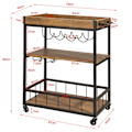 Miniatyrbillede 5 af 5: Rootz Mobile Bar Cart - Rolling Beverage Cart - Serveringsvogn - Easy Transport - 79x90x40cm - MDF & Metal med træfilm