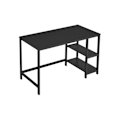 Miniatyrbillede 1 af 7: Rootz sort computerbord med hylder - Kontorbord - Arbejdsstation - Spånplade og stål - 120 cm x 60 cm x 75 cm
