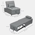 Miniatyrbillede 3 af 11: Rootz 3 -i -1 foldestol - gæsteseng - hvilestol - justerbar ryglæn - skumpolstring - 65,5L x 104W x 81H cm