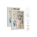 Pikkukuva 1 / 7: Rootz Vintage White 2-osaiset valokuvakehykset - Kuvakehykset - Seinäkoristelu - MDF- ja lasimateriaali - Kevyt - Helppo ripustaa - 36,5 cm x 26 cm x